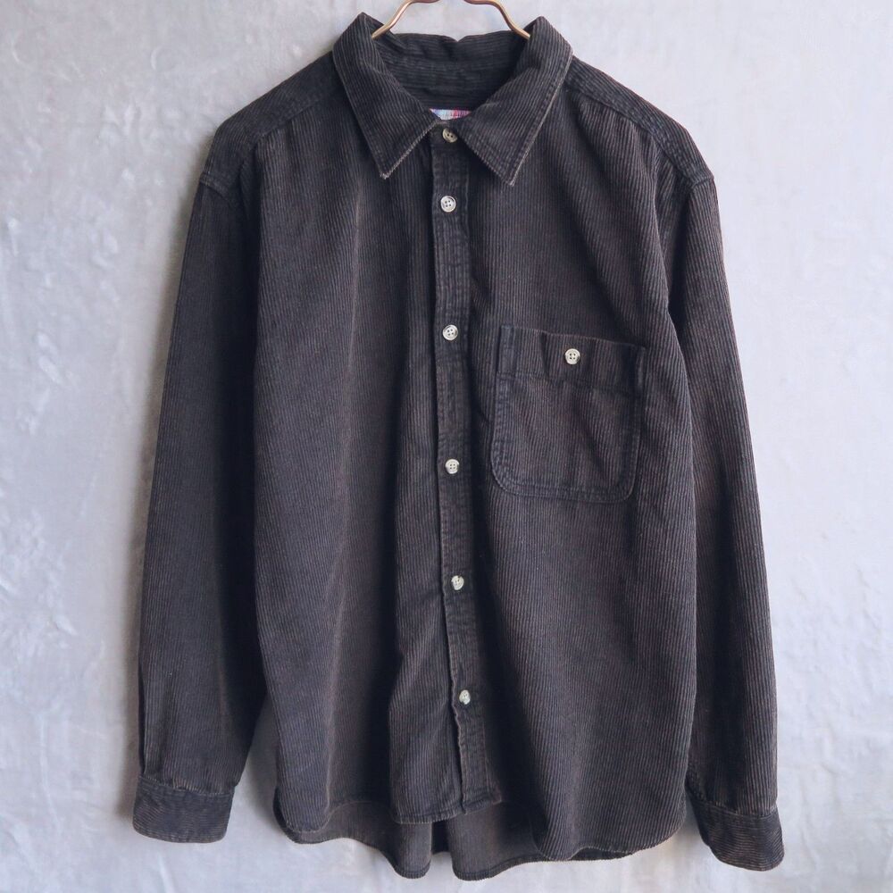 UO Brown Big Corduroy Work Shirt Size M Oversized Wide Wale Cotton - Picture 2 of 9